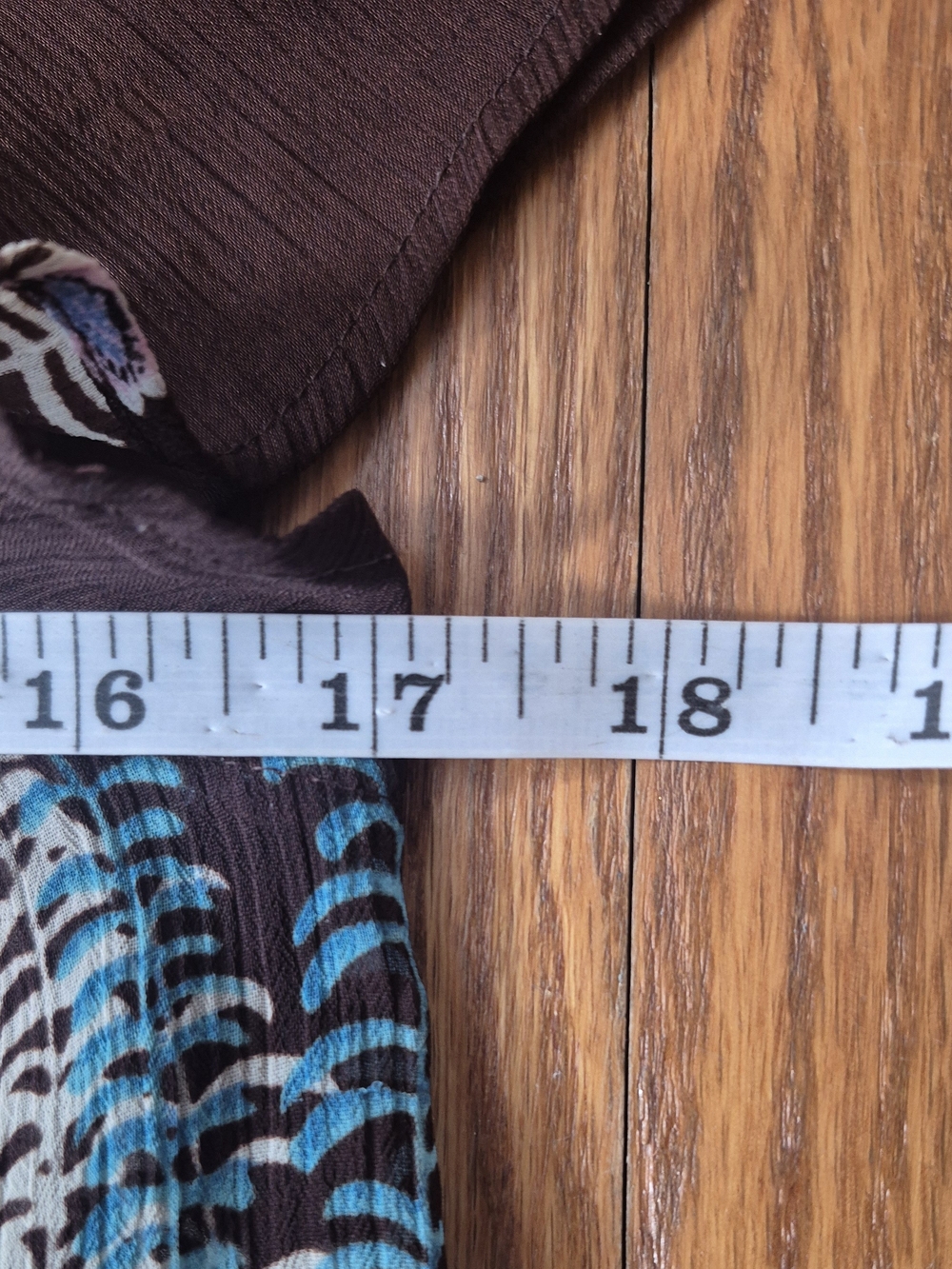 Boho Floral Sheer Square-Neck Women’s Top in Brown and Teal - Picture 5 of 7